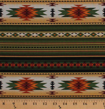 Southwestern Stripes Aztec Tucson Green Cotton Fabric Print by Yard D366.29 - $11.95