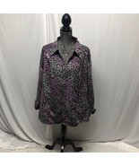 Cato Animal Print Jacket Womens 22-24W Gray Purple Full Zip Collared Lon... - $24.49