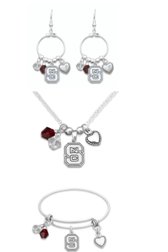 NC State Wolfpack Haute Wire 3 Piece Necklace, Bracelet and Earrings Set