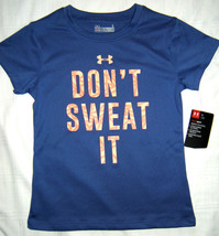 Under Armour Girls T-Shirt Don&#39;t Sweat It Heat Gear Blue Size 5 - £7.11 GBP
