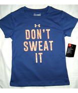 Under Armour Girls T-Shirt Don&#39;t Sweat It Heat Gear Blue Size 5 - £7.02 GBP
