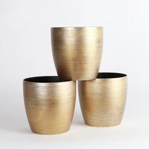 Set of 3 Gold Classic Plant Pots - Gardening Supplies - Outdoor Living - £25.94 GBP