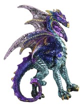 Standing Semi Metallic Purple Silver Space Galaxy Dragon With Gemstones Figurine - £15.62 GBP