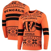NFL Licensed Men&#39;s Cincinnati Bengals Orange/Black Light Up Ugly Sweater - £43.76 GBP