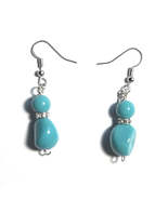 Handmade Turquoise Beaded Drop Earrings - $8.21 CAD
