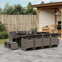  Garden Dining Set Grey PE rattan 12-seater Foldable - $2,083.00 CAD
