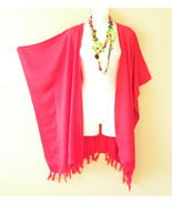 CB295 Deep Pink Plain Cardigan Duster Jacket Kaftan Cover up - 2X, 3X, 4... - $461.67 MXN
