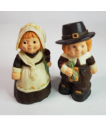 Hallmark Thanksgiving Pilgrim Couple Salt &amp; Pepper Shakers Fall Table De... - £7.45 GBP