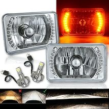 Octane Lighting 4X6 Inch Amber Halo DRL Headlight Headlamp w/ 6K LED Lig... - £93.41 GBP