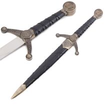 15" Gold Celtic Knot Dagger Stainless Steel Blade with Black Scabbard image 2