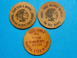 TRADE TOKENS, WOODEN NICKLES, U.S. ARMY, GROUPING OF 3 - $111.83 MXN