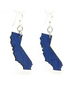 &quot;Blue California Wood Earrings - Made in USA, Style S005, 1.3&quot; x 0.9&quot;, S... - £24.74 GBP