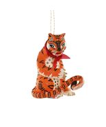 TIBETAN TIGER ORNAMENT 4&quot; Handmade Paper Mache Auspicious Animal Christm... - $24.95