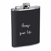 Change Your Life Hip Flask Stainless Steel 8 Oz Silver Drinking Whiskey Spirits  - £7.93 GBP