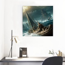 Painting Nautical Battle At Sea Framed Mural 16&#39; X 16&#39; Wall Art Home Decor - £31.49 GBP