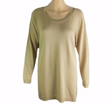 August Silk Women&#39;s Long Sleeve Scoop Neck Sweater Medium Tan - £20.61 GBP