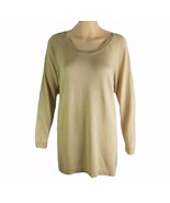 August Silk Women&#39;s Long Sleeve Scoop Neck Sweater Medium Tan - £19.21 GBP