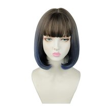 DXBO Fashion wig short hair bob head gradient blue-gray straight hair with inner - £20.59 GBP