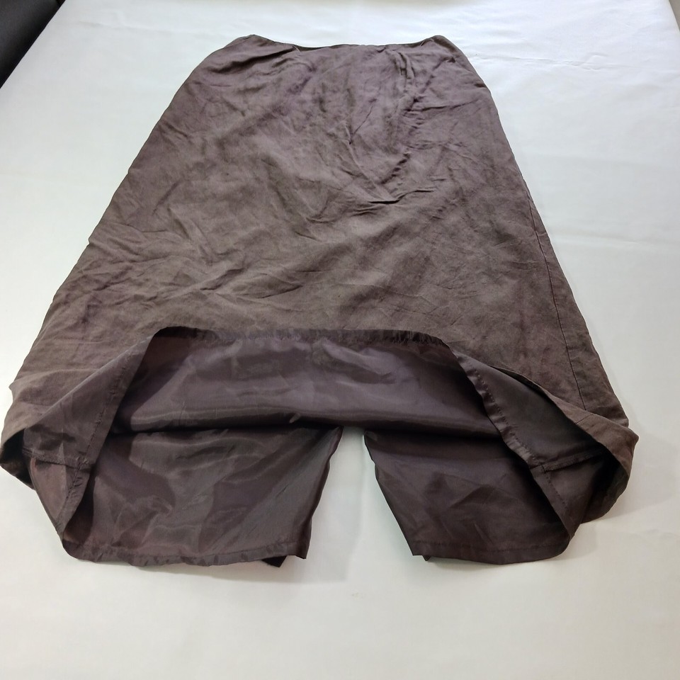 Talbots Skirt Women's Size 8 Brown Linen Silk Blend Back Zip Lined & Slit Item image 9