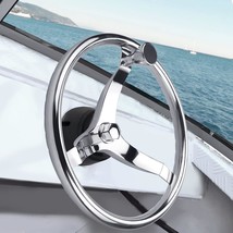 Stainless Steel Boat Steering Wheel 3 Spoke 13-1/2&quot; Dia, With 5/8&quot; -18 Nut And T - £106.71 GBP