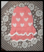 NEW Pink White Hearts Double Ruffle Crochet Dog Pet Sweater XS/S - $273.84 MXN