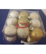 18 Gold Glitter Dippled 1.5 inch Shatter Resistant Christmas Ornament De... - £3.99 GBP