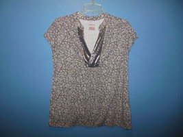 Ladies Merona Floral Print Top Large Sequin Trim - $9.99