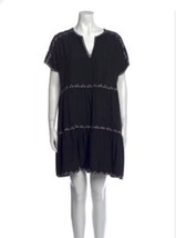 HATCH Maternity Dress Large Black V Neck Short Sleeve Tiered Pockets Pul... - $50.96
