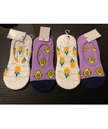 No Show Socks With pineapples On 2 Pair And Avocados On 2 Pair.  LOT Of ... - £6.78 GBP