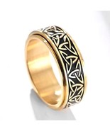 Gold Irish Celtic Trinity Knot Ring Band Stainless Steel Jewelry For Men... - £9.34 GBP