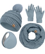 Larome Cozy Winter Knit Beanie, Infinity Scarf, Gloves, Earmuff Set for ... - $345.45 MXN