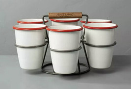 Hearth and Hand with Magnolia 7pc 17oz Drink Caddy Set Red/Cream - NEW - £21.35 GBP