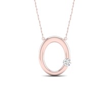 10K Rose Gold 1/10ct TDW Diamond Solitaire Oval Necklace - £224.50 GBP