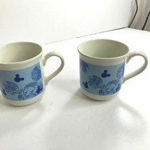 Disney Staffordshire Cup Mug Lot of 2 Blue Hidden Mickey Mouse  - £14.79 GBP