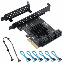 Pcie 4X Sata Card 6 Ports,Sata Iii 6 Gbps Controller Expansion Card, Asm... - £70.78 GBP