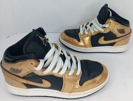 Air Jordan 1 Mid SE Metallic Gold Black Shoes Sneakers DR6967-071 Size 4Y Youth - £35.94 GBP