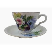 Vintage Lefton China Flower Hand Painted Tea Cup Saucer Set Collectible 4671 - £31.26 GBP