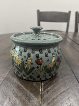 Eldreth Redware Lidded Crock Spring Flowers Tulips Daffodil 2004 Art Pot... - $247.49