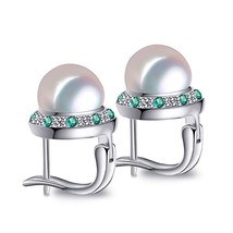 Er natural freshwater pearl earrings green crystal boho stud earrings for women emerald thumb200