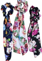 3 Piece satin and organza Scarf Scrunchies Set for Women and Girls stylish hair  - £23.94 GBP
