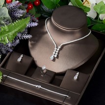 Tear Water Cubic Zirconia Dubai Nigeria Wedding Jewelry Sets 4pcs Necklace and E - £54.76 GBP