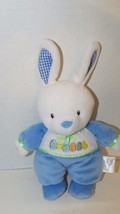 Prestige White blue Happy Easter eggs BUNNY Rabbit Rattle Plush Baby Toy - £7.89 GBP