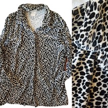 Vintage 90s Dalmation Animal Print Velvet Button Up Shirt Longsleeve Sz ... - £25.97 GBP