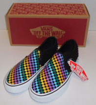 VANS Asher Rainbow Mini Check Women&#39;s Size 6 Skate Shoes Sneakers Black - £38.91 GBP
