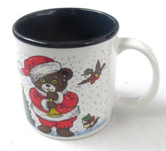 Vintage Potpourri Press Christmas Brown Teddy Bear &amp; Rooster Paraglazed Mug -Jap - £11.80 GBP