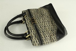 Modern Designer Purse Etienne Aigner Woven Jute Cotton Black Faux Leathe... - £9.67 GBP