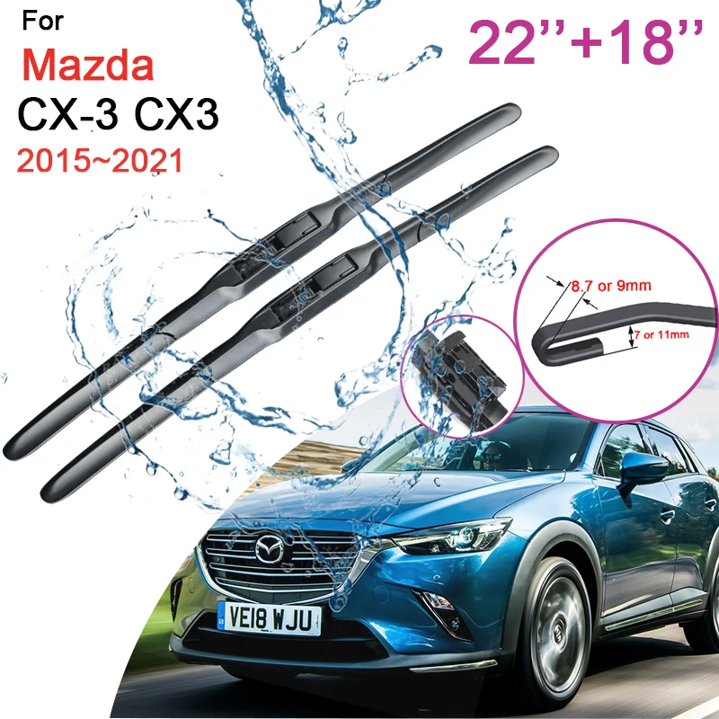 Front Windshield Wiper Blades for Mazda CX-3 CX3 2015 2016 2017 2018 2019 ~2021 - £16.81 GBP