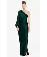 Dessy 8216....One-Shoulder Puff Sleeve Maxi Bias Dress...Evergreen....Si... - £67.60 GBP