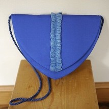 Vintage Sidonie Larizzi Paris Electric Blue Leather Ruched Prom Cocktail Purse - £23.53 GBP