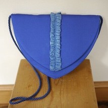 Vintage Sidonie Larizzi Paris Electric Blue Leather Ruched Prom Cocktail Purse - $29.99